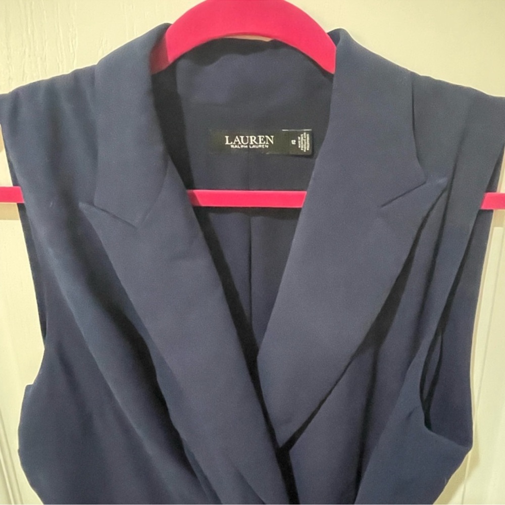 Ralph Lauren Belted Georgette Sleeveless Romper - Picture 2 of 6